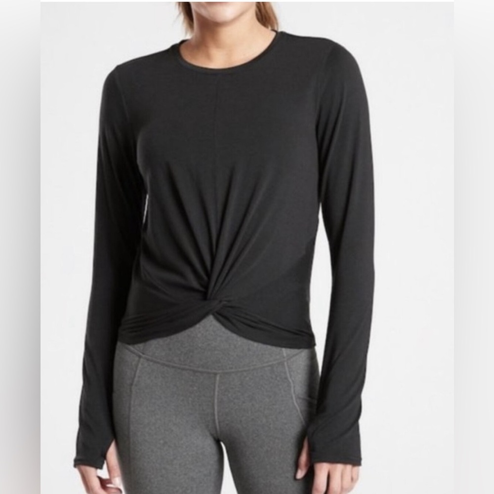 Athleta Essence Twist Front Athletic Top Black Size Small